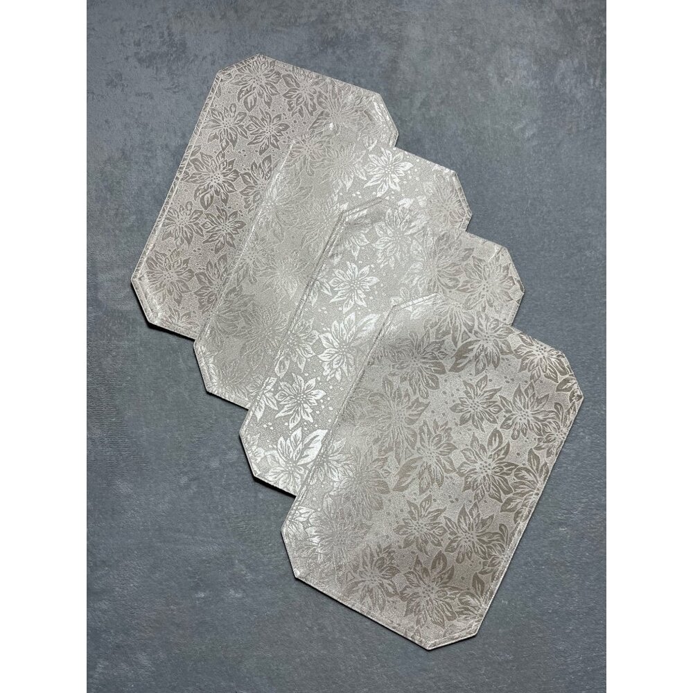 Set of 4 Elegant Ivory Shimmer Holiday Christmas Placemats by Better Home